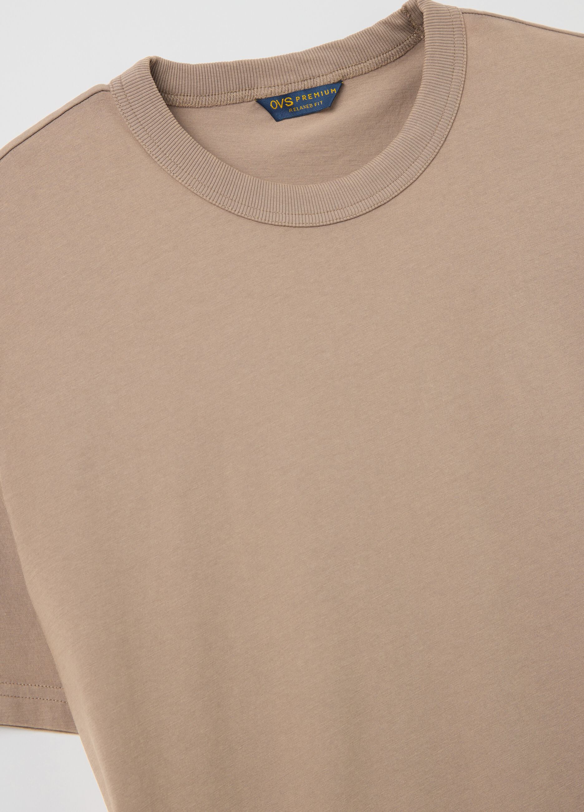 Men's Beige Cotton T-shirt