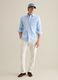 Men&rsquo;s light blue cotton and linen shirt in regular fit with pocket_1