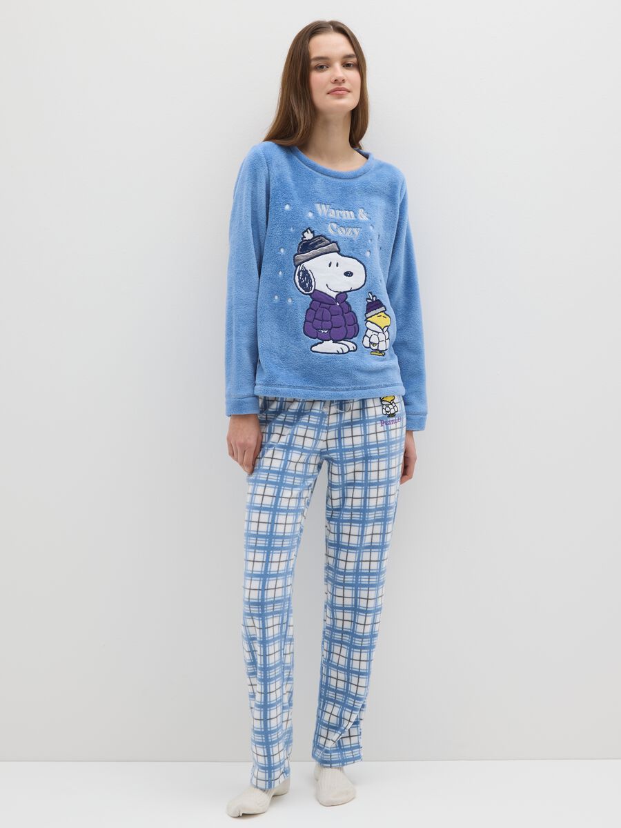 Pigiama a quadri multicolor regular fit con stampa Peanuts_0