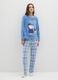 Multicolor check regular fit pyjama with Peanuts print_0