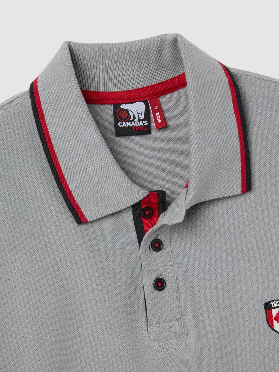 Men's grey regular fit polo shirt in pure cotton_1