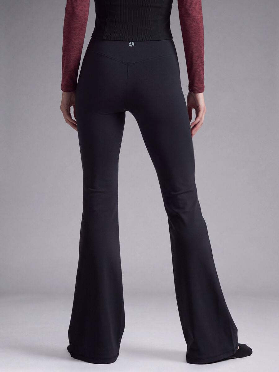 Leggings blu flare in tessuto elasticizzato_4