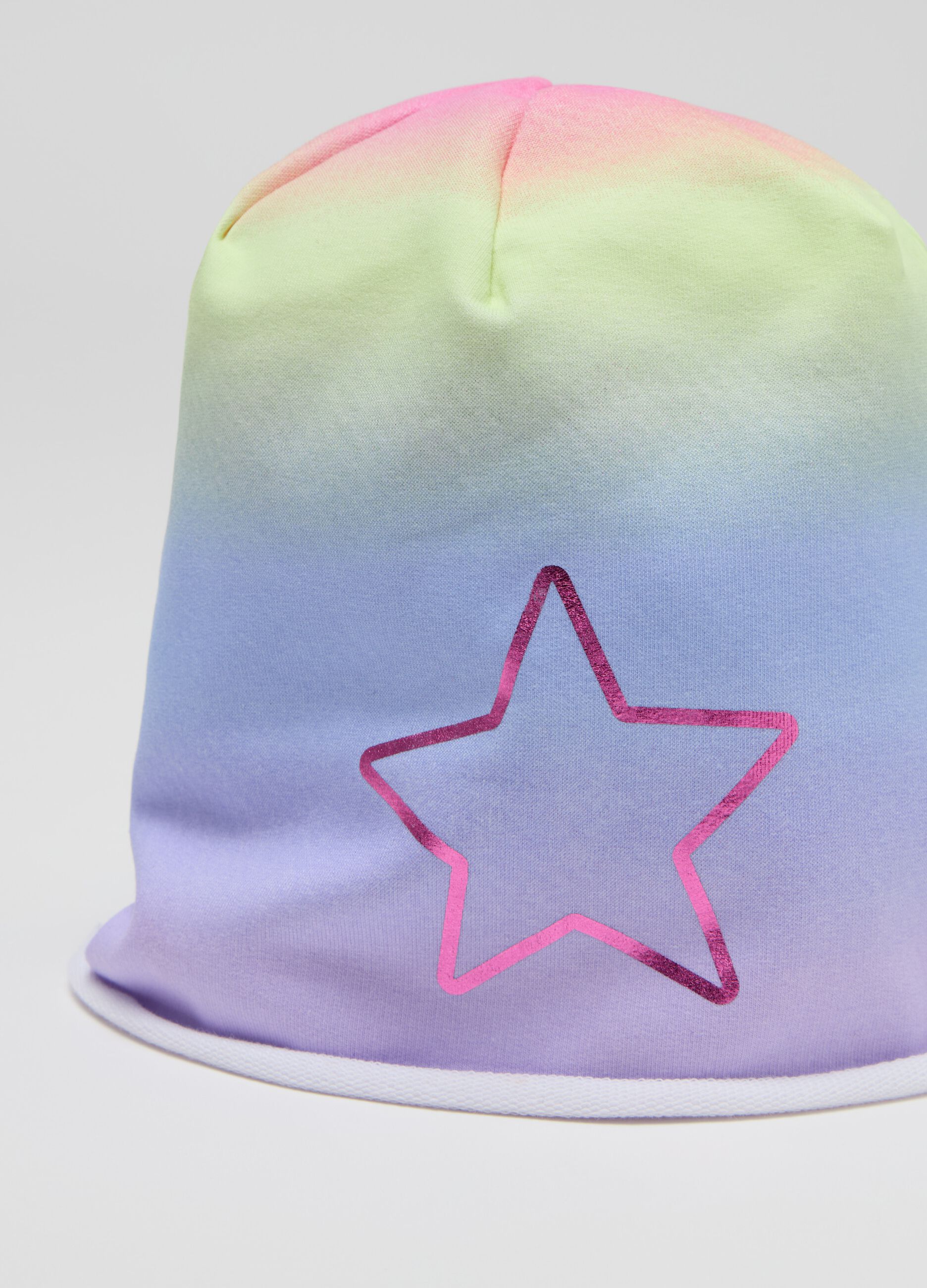 Printed jersey beanie hat