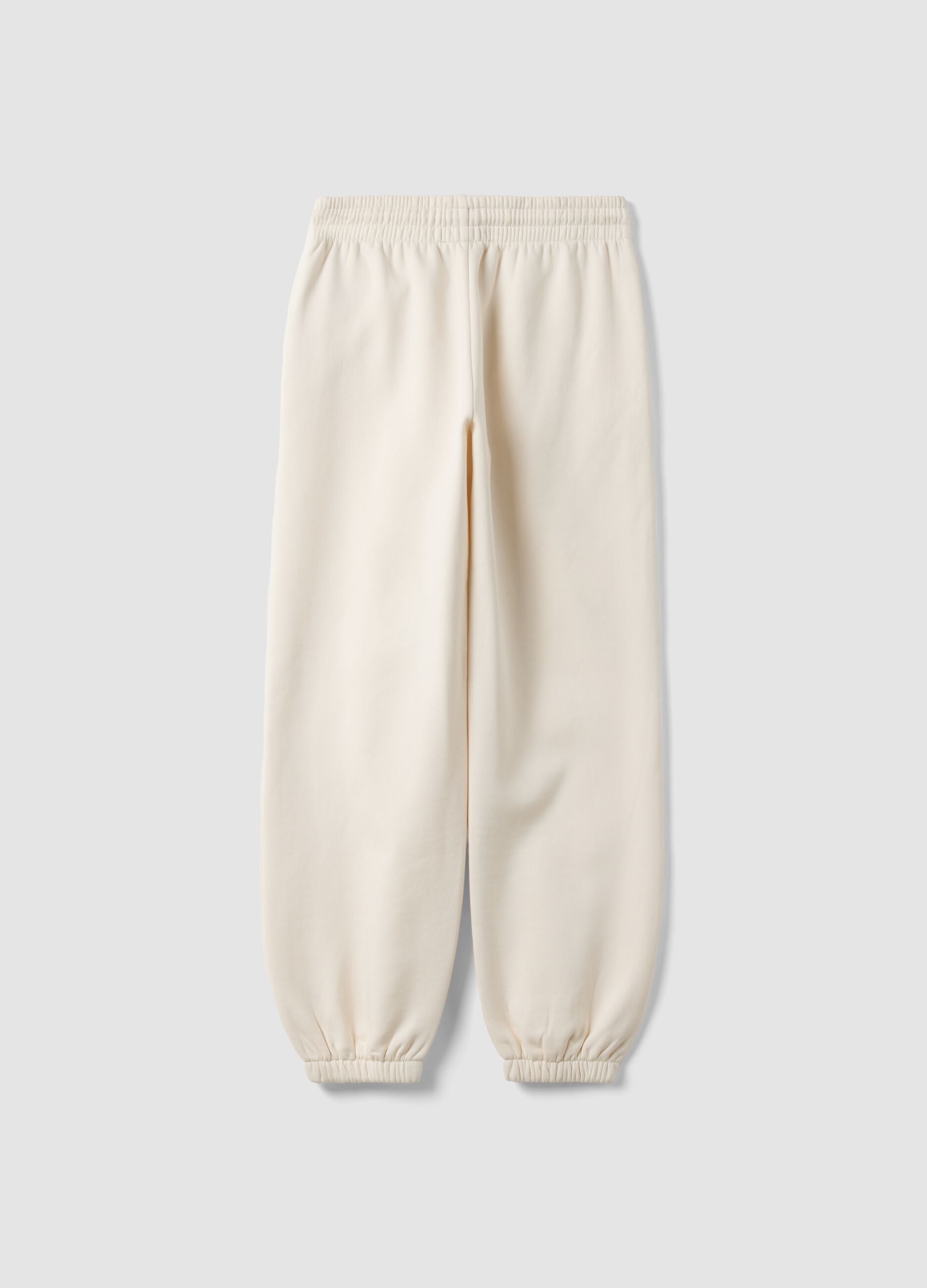 White cotton-blend joggers with elasticated waistband, regular fit
