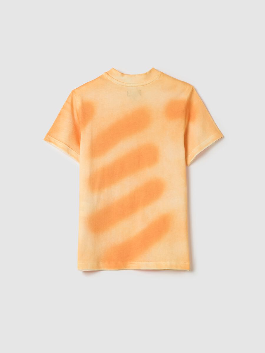 Orange Tie-Dye Patterned T-Shirt by Piombo_4