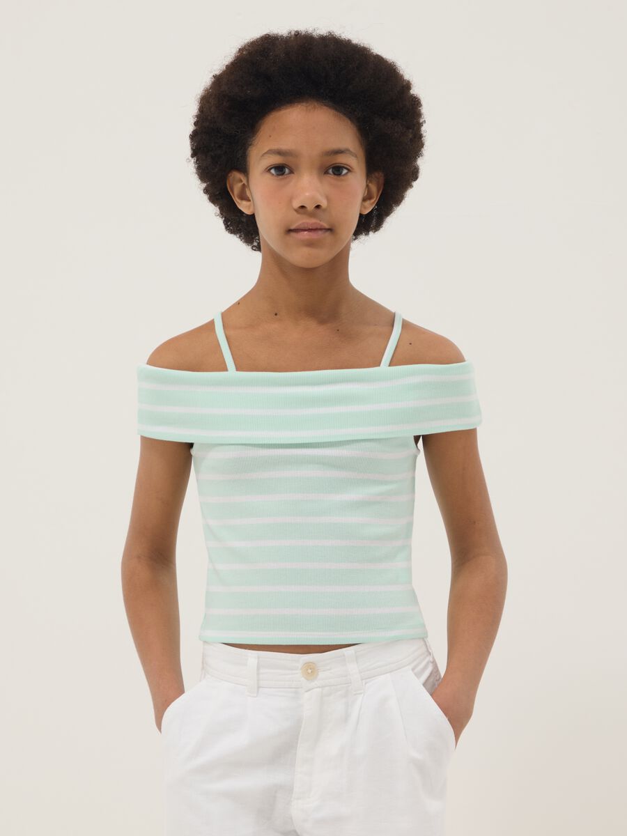 Girls&rsquo; multicolour striped stretch cotton camisole top_0