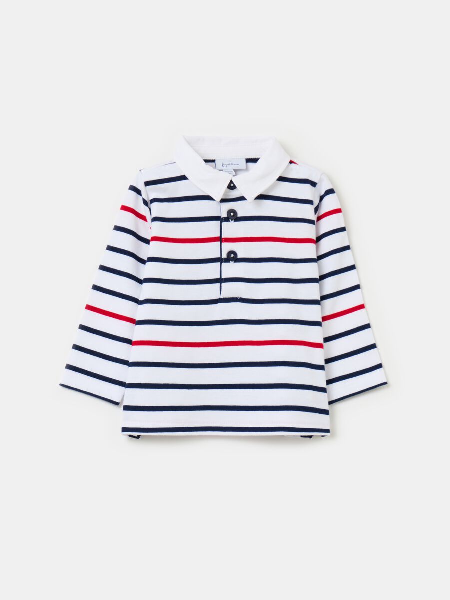 Long-sleeved polo shirt in organic cotton_0