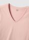 T-shirt in puro cotone rosa regular fit con scollo a V_5