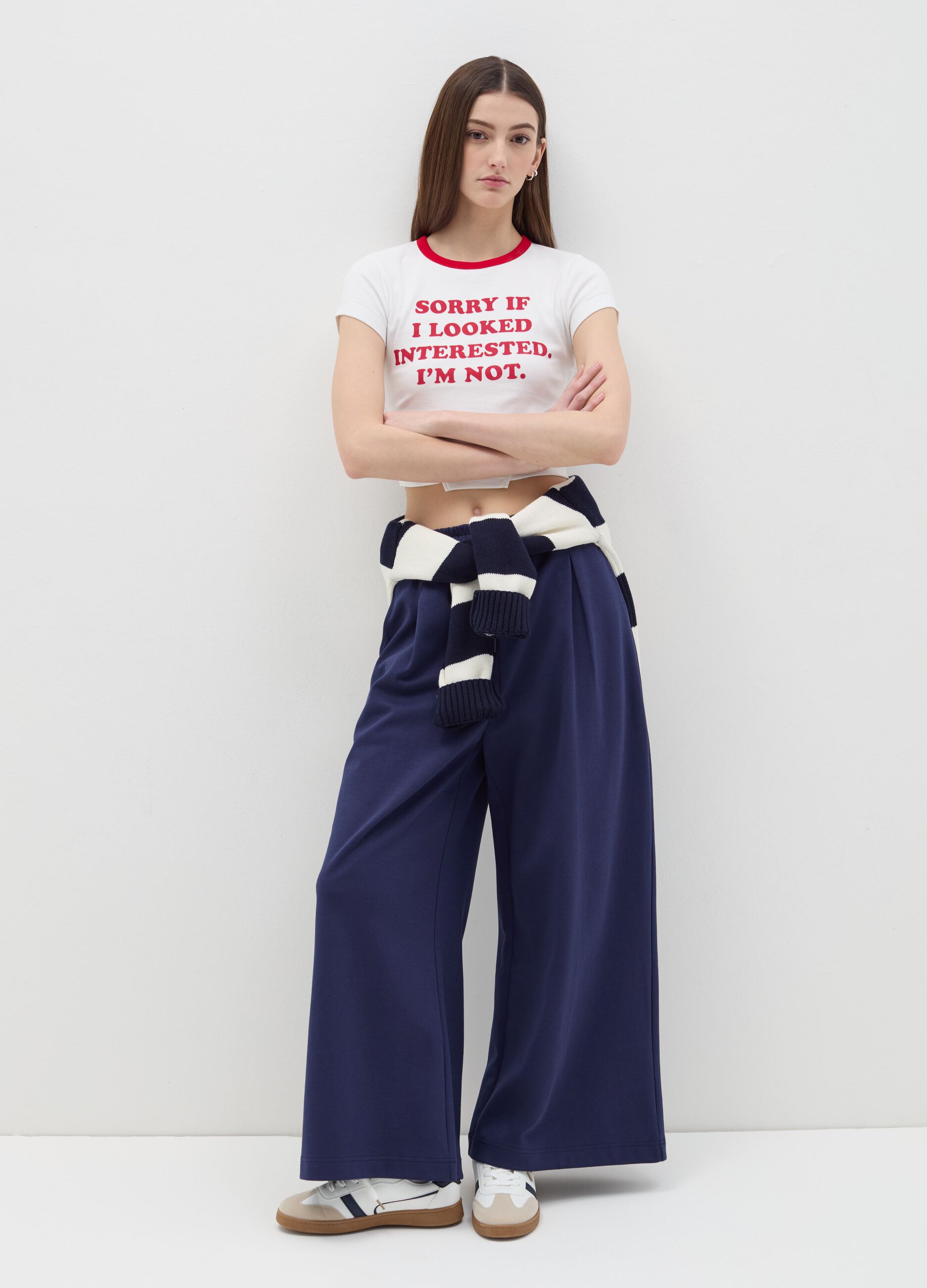 T-shirt with printed lettering