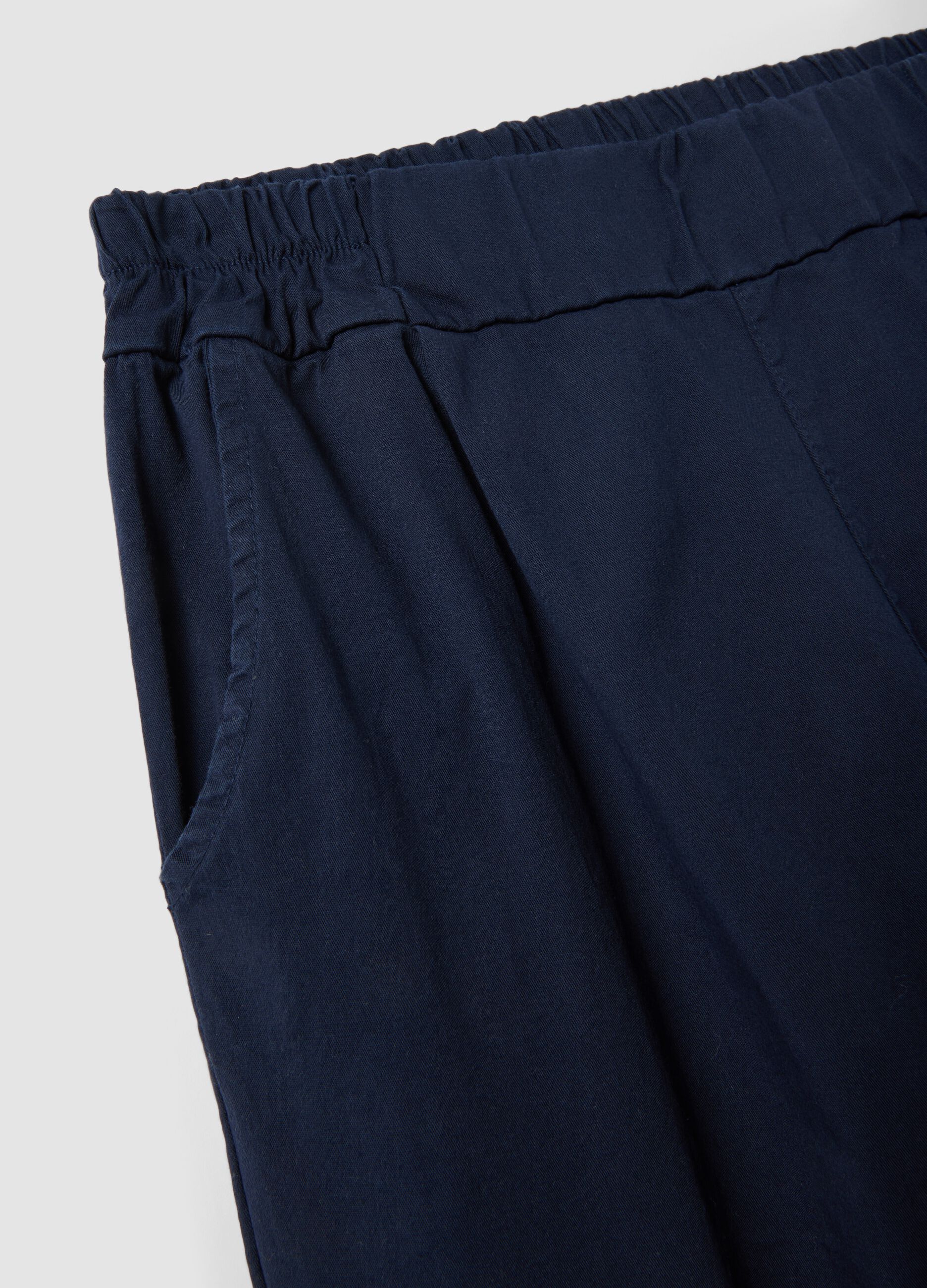 Blue stretch cotton trousers