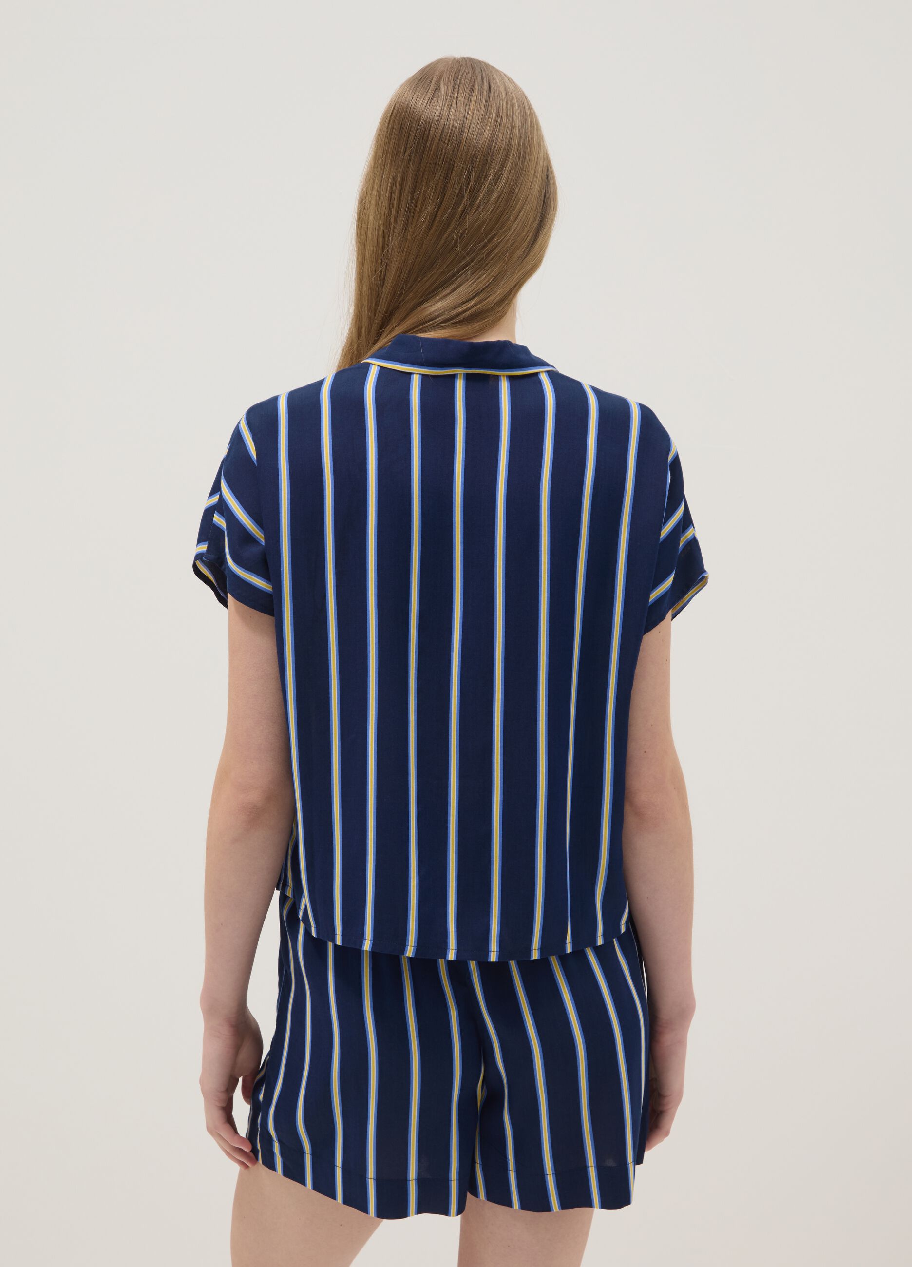 Pure viscose multicolour striped shirt, regular fit