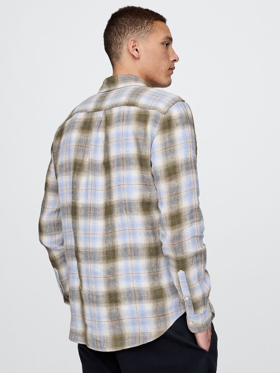 Green and Blue Checkered Cotton Blend Shirt_2