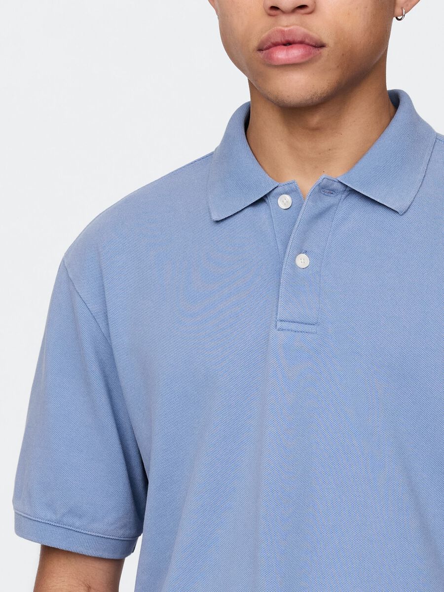 Blue short sleeve cotton polo by Gap_3