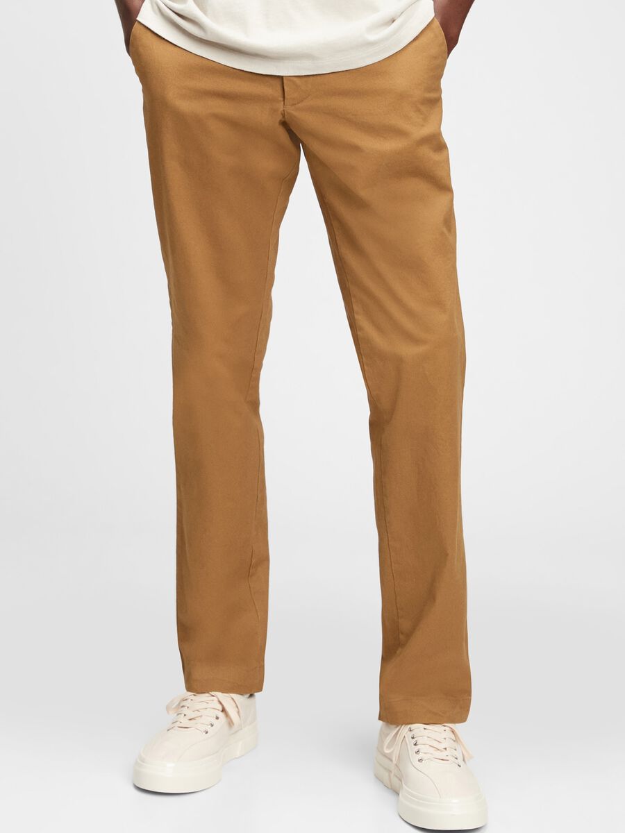 Slim fit, stretch cotton trousers_0