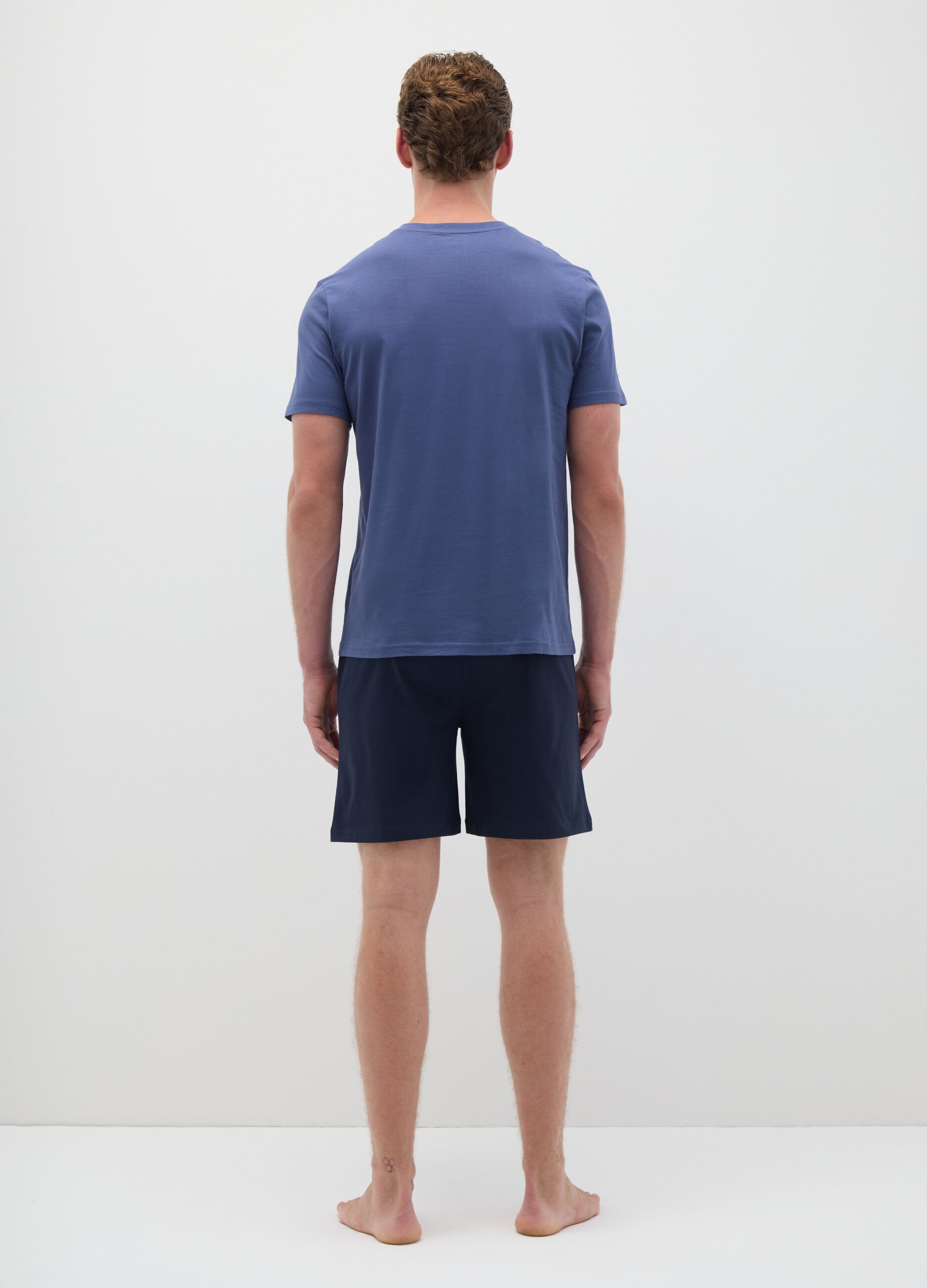 Pigiama in puro cotone blu regular fit