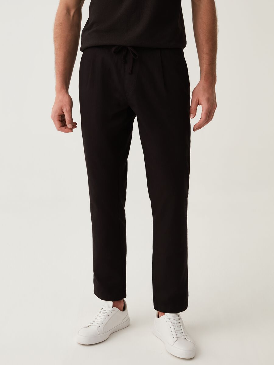 LESS IS BETTER Joggers in lino e cotone_1