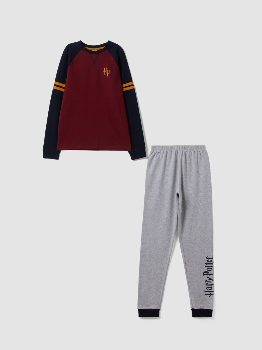 Multicolour organic cotton crew-neck Harry Potter print pyjamas_0