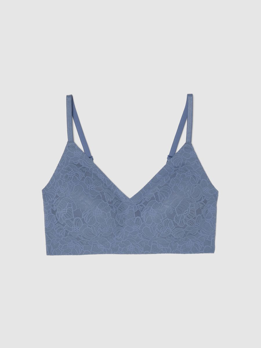 Reggiseno azzurro con texture floreale in pizzo_4