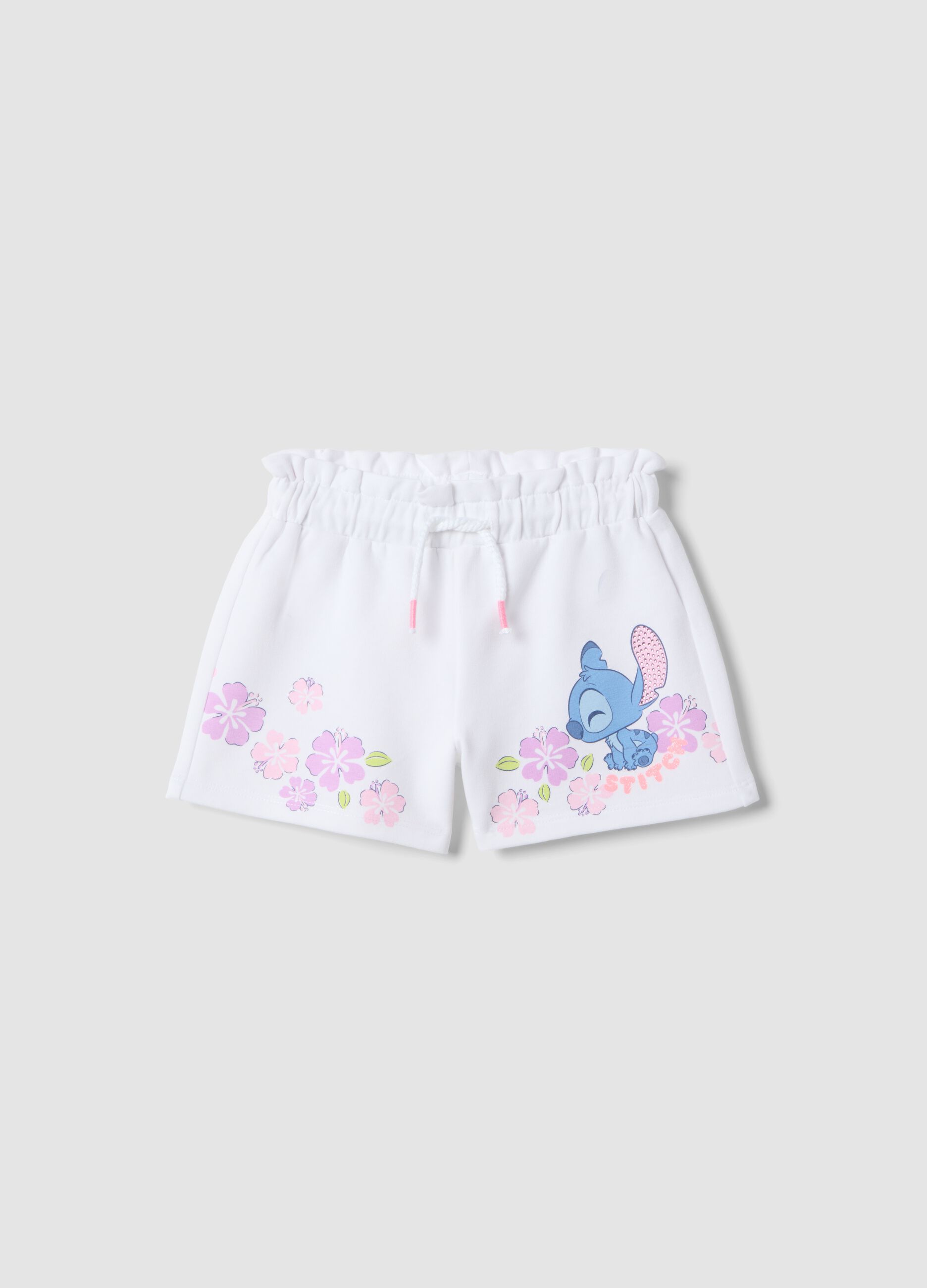 White stretch cotton shorts for girls regular fit