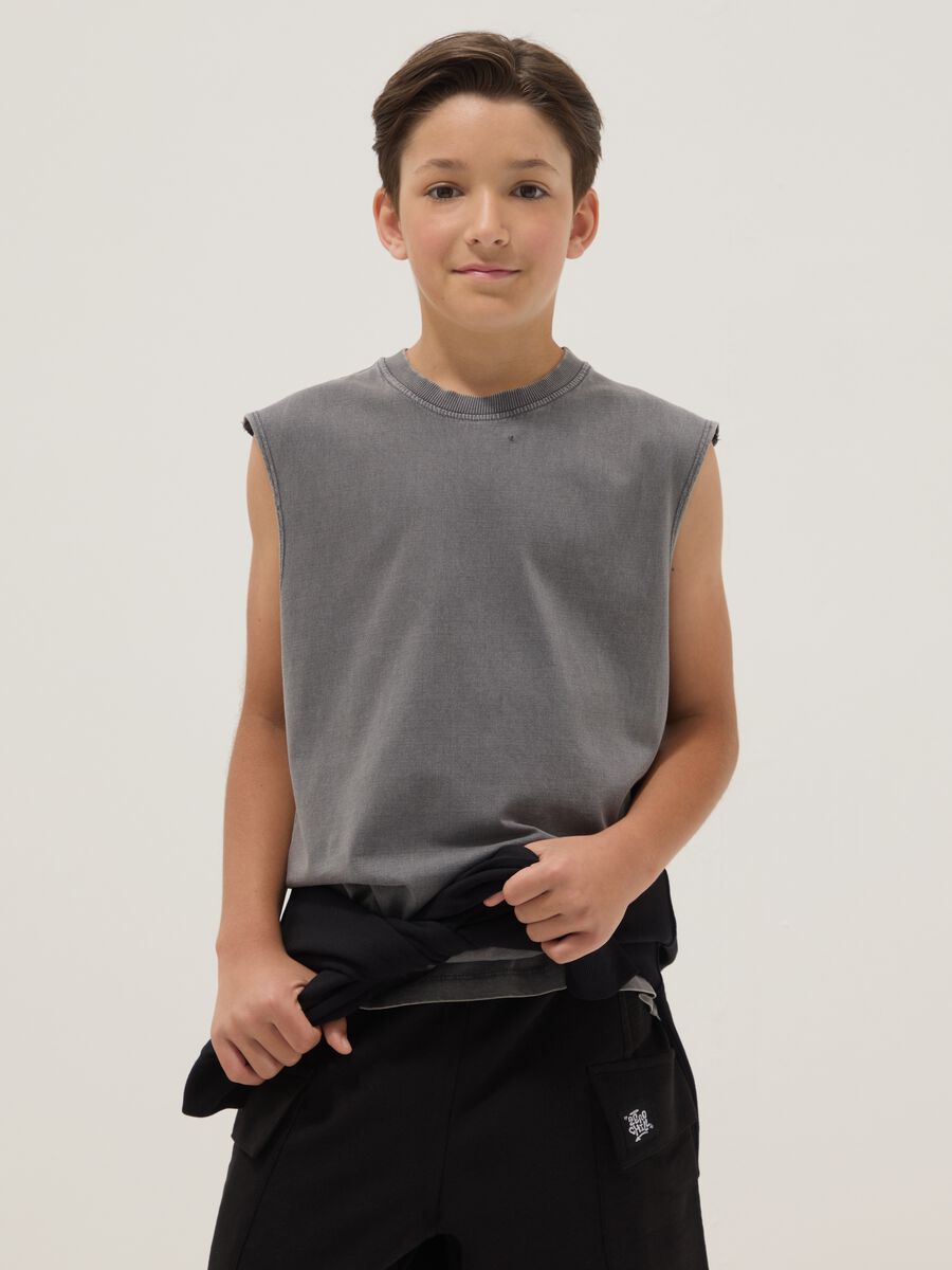 Grey pure cotton vest top_0