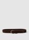 Brown Genuine Leather Belt with Gold Buckle_0