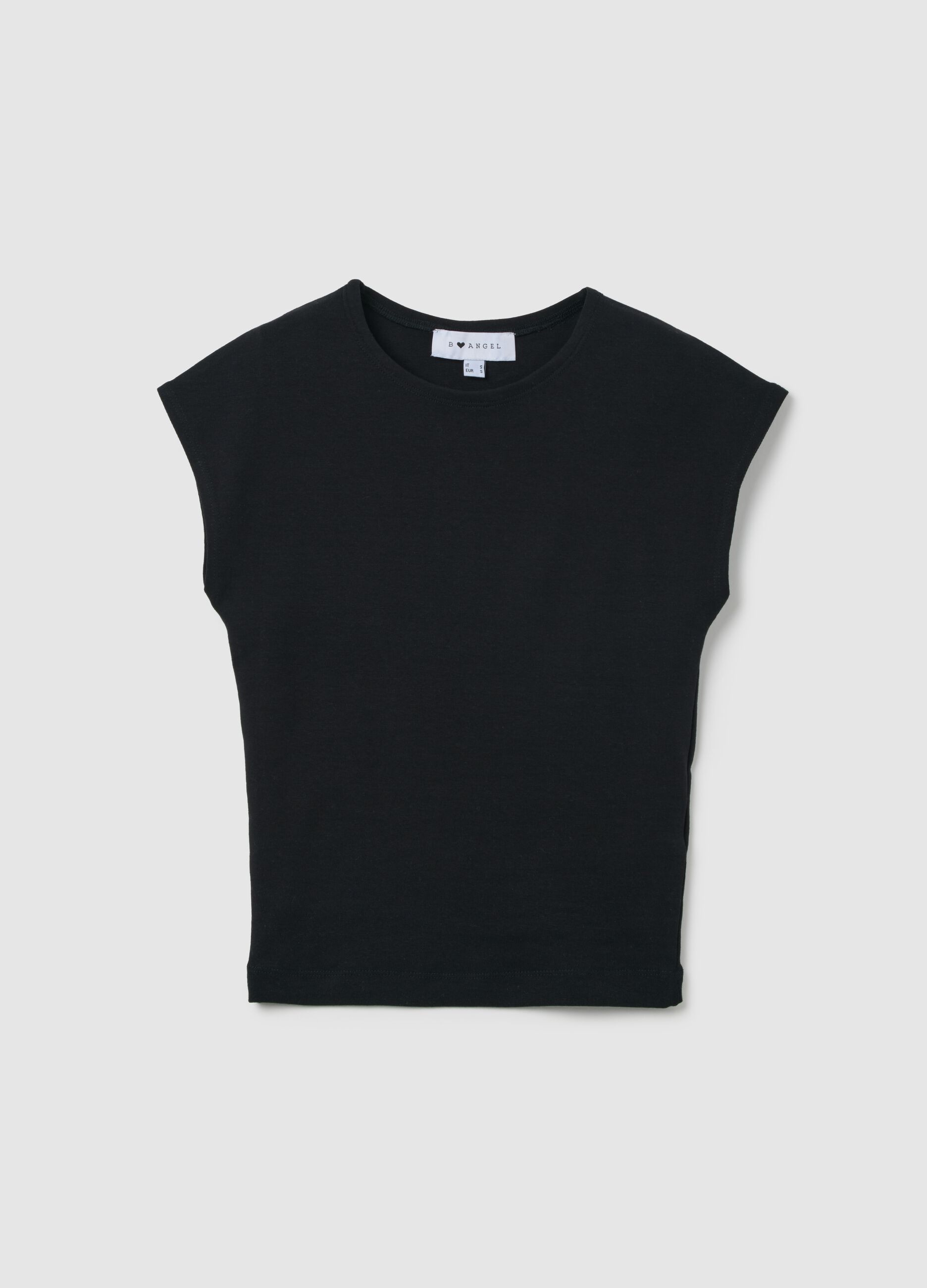 Women’s black fitted vest top in stretch cotton