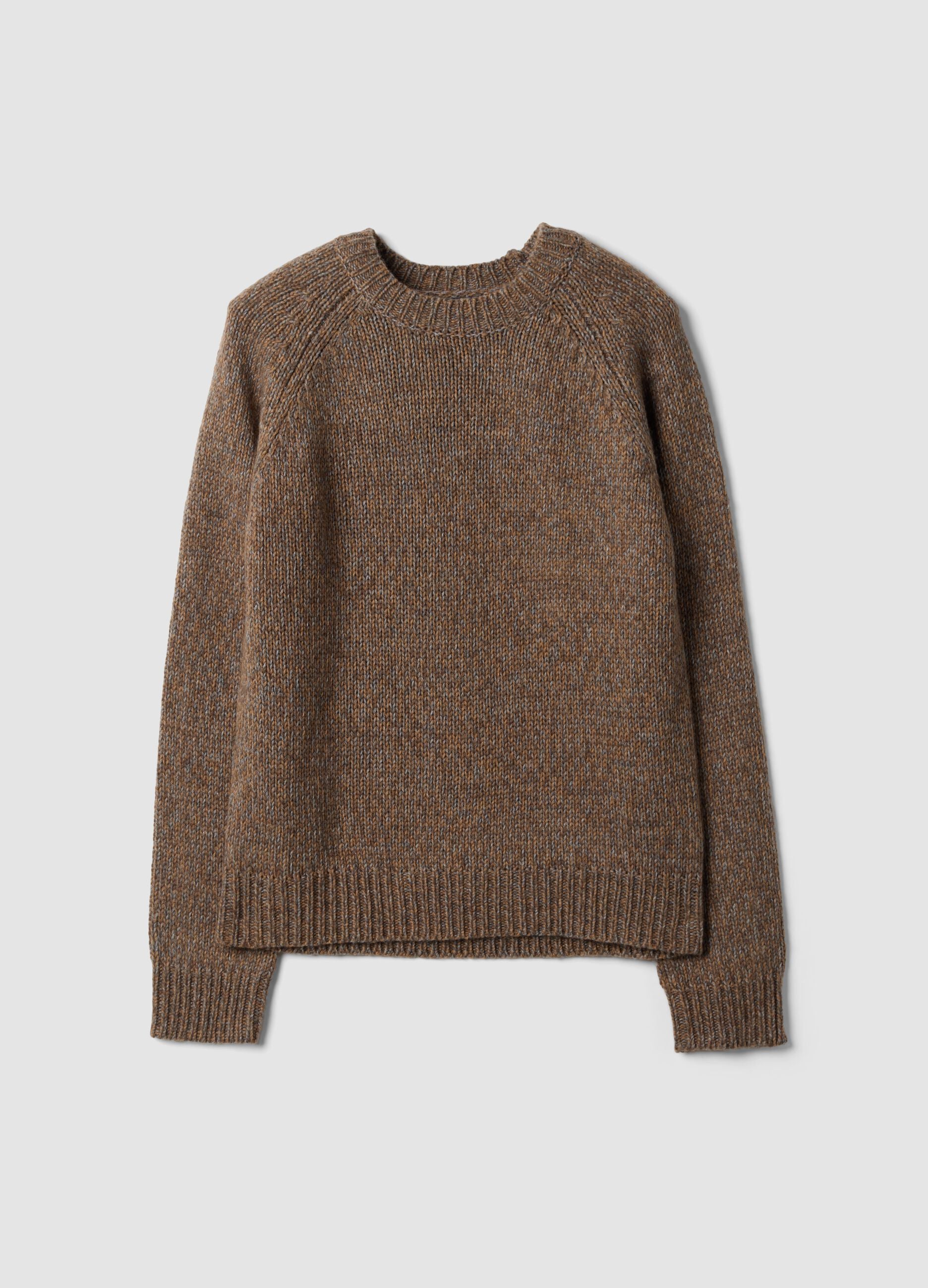 Brown wool-blend crew-neck jumper