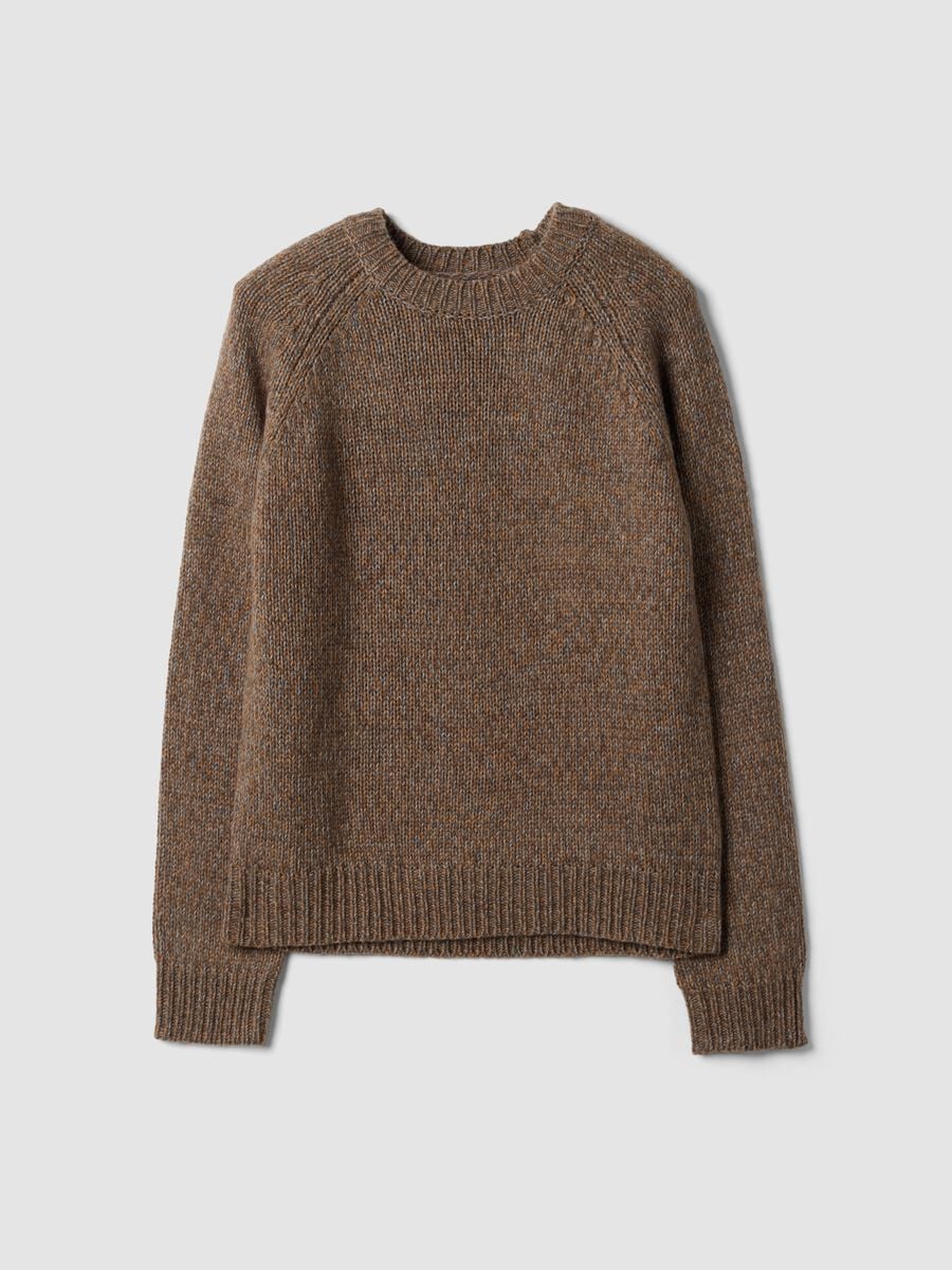 Maglia marrone in misto lana con girocollo_0