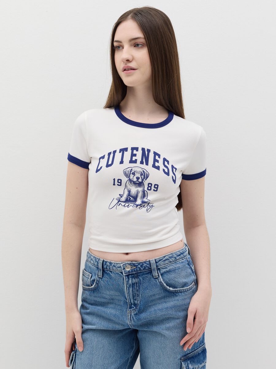 T-shirt with contrasting edging and print_0