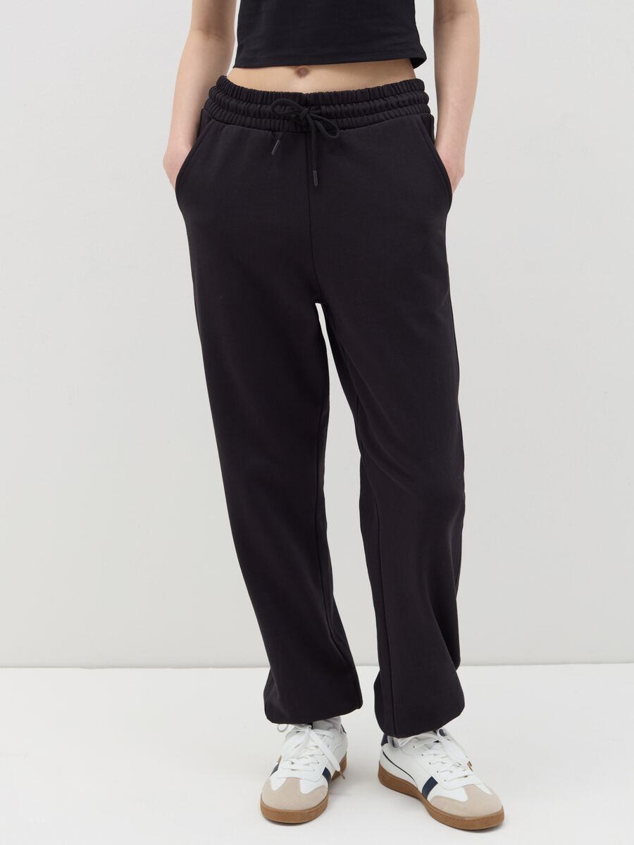 Fleece joggers with drawstring_1