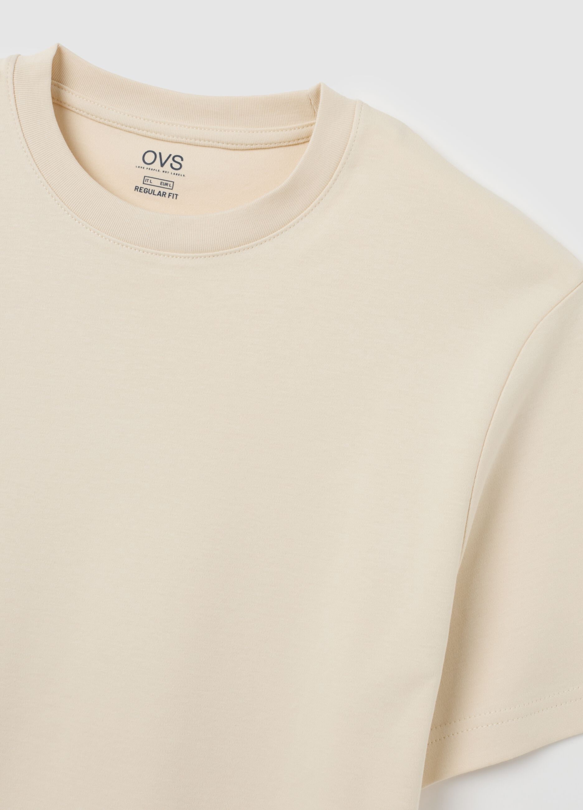 T-shirt in puro cotone beige regular fit