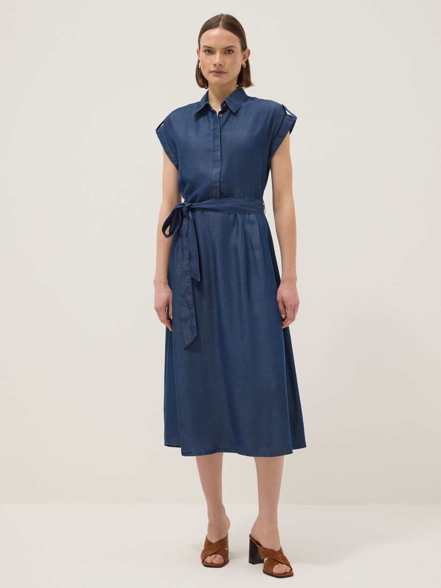 Pure blue lyocell dress in regular fit_0