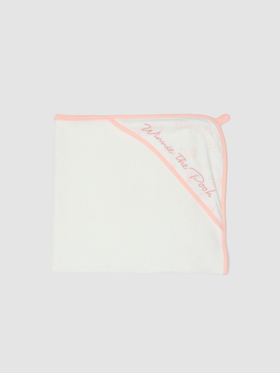 White organic cotton-blend baby girls&rsquo; bathrobe with Winnie-the-Pooh_0