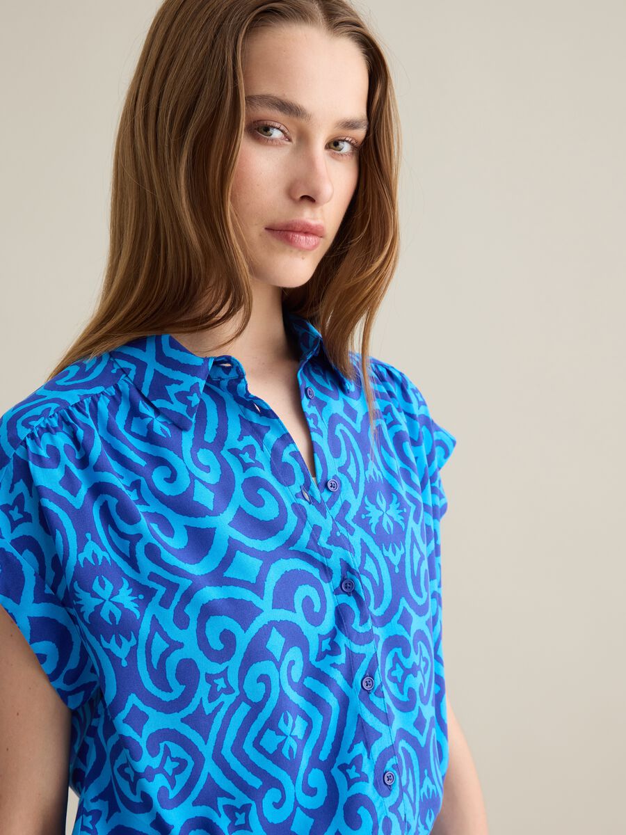 Women's short shirt in pure multicolour viscose regular fit_1