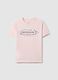 Pink pure cotton regular fit T-shirt with embroidered slogan_4