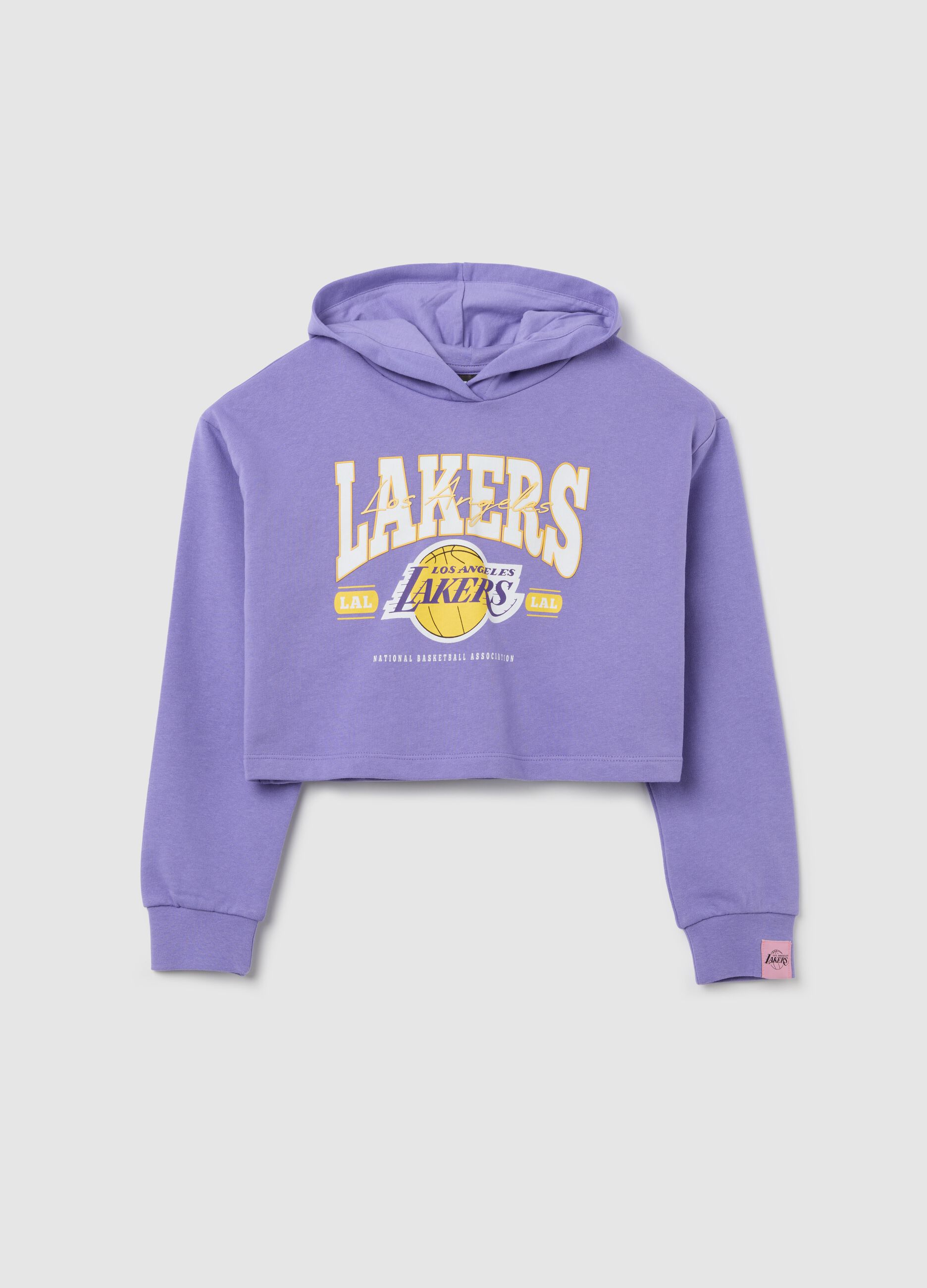 Felpa viola crop con cappuccio NBA Los Angeles Lakers