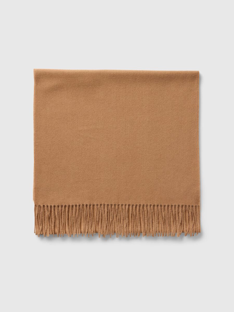 Scarf in wool and viscose blend with fringing_0