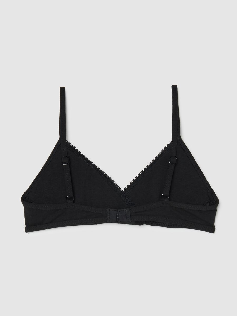 Girls' black triangle cotton blend regular fit bra_1