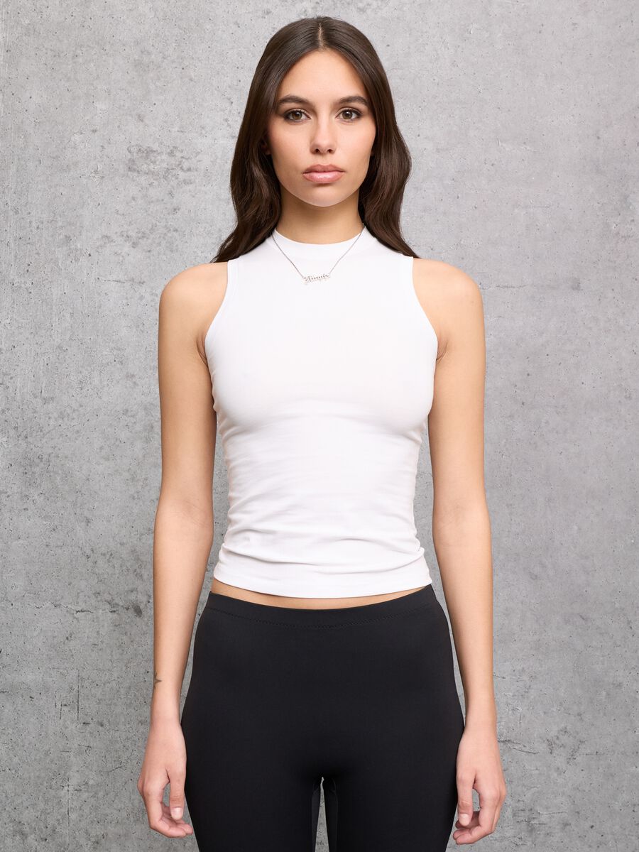Mock Neck Tank Top White_0