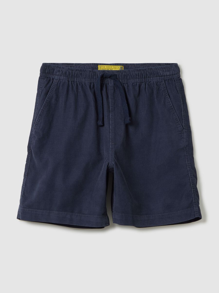 Men's blue regular fit pure cotton shorts with elastic drawstring_4