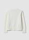 White cotton-blend crew-neck cardigan, regular fit, for girls_1
