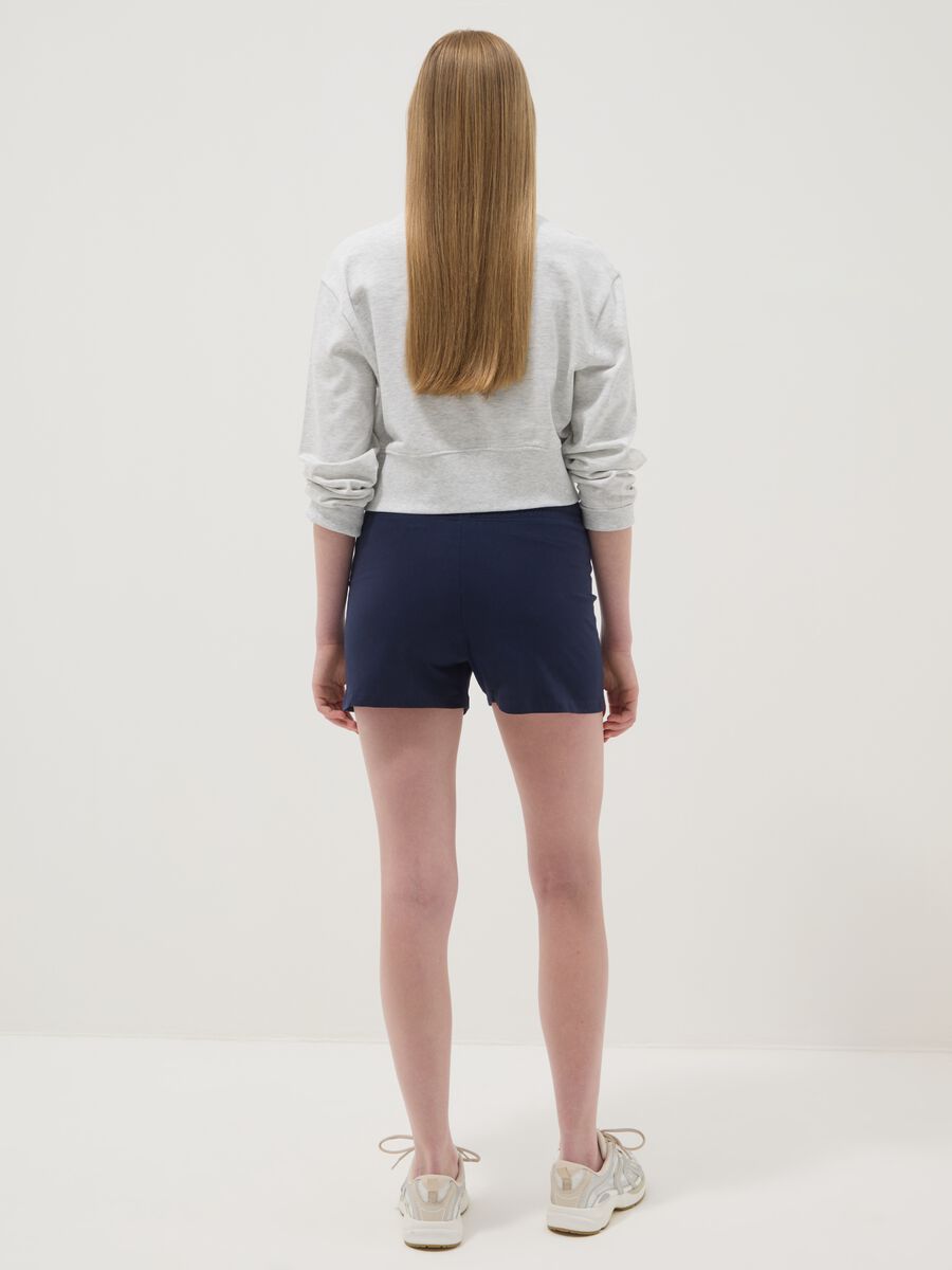 Girls&rsquo; blue pure cotton shorts with elasticated waistband_1
