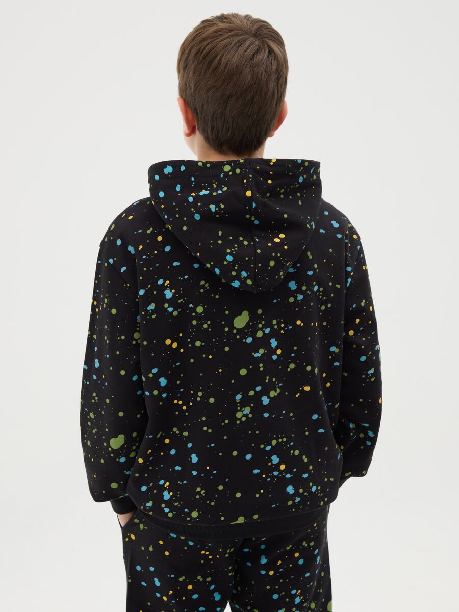 French terry full-zip sweatshirt with paint splashes print_2