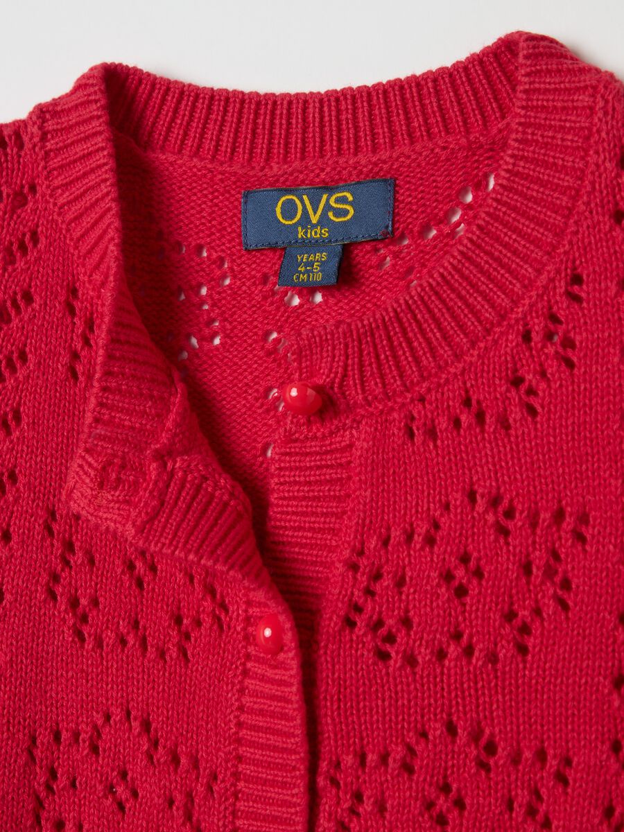 Cotton cardigan with openwork design_2