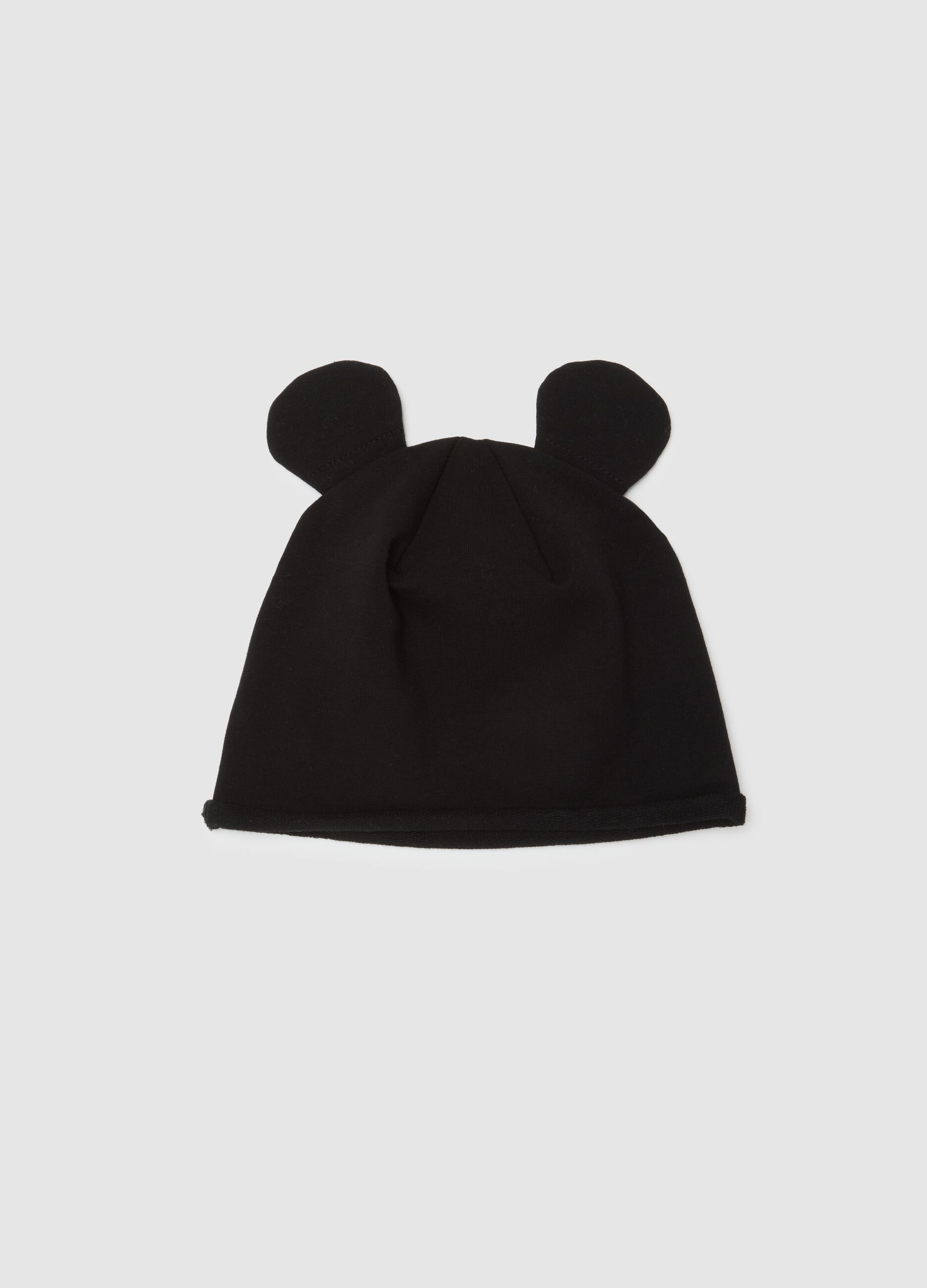 Cappello da bambina in cotone elasticizzato nero