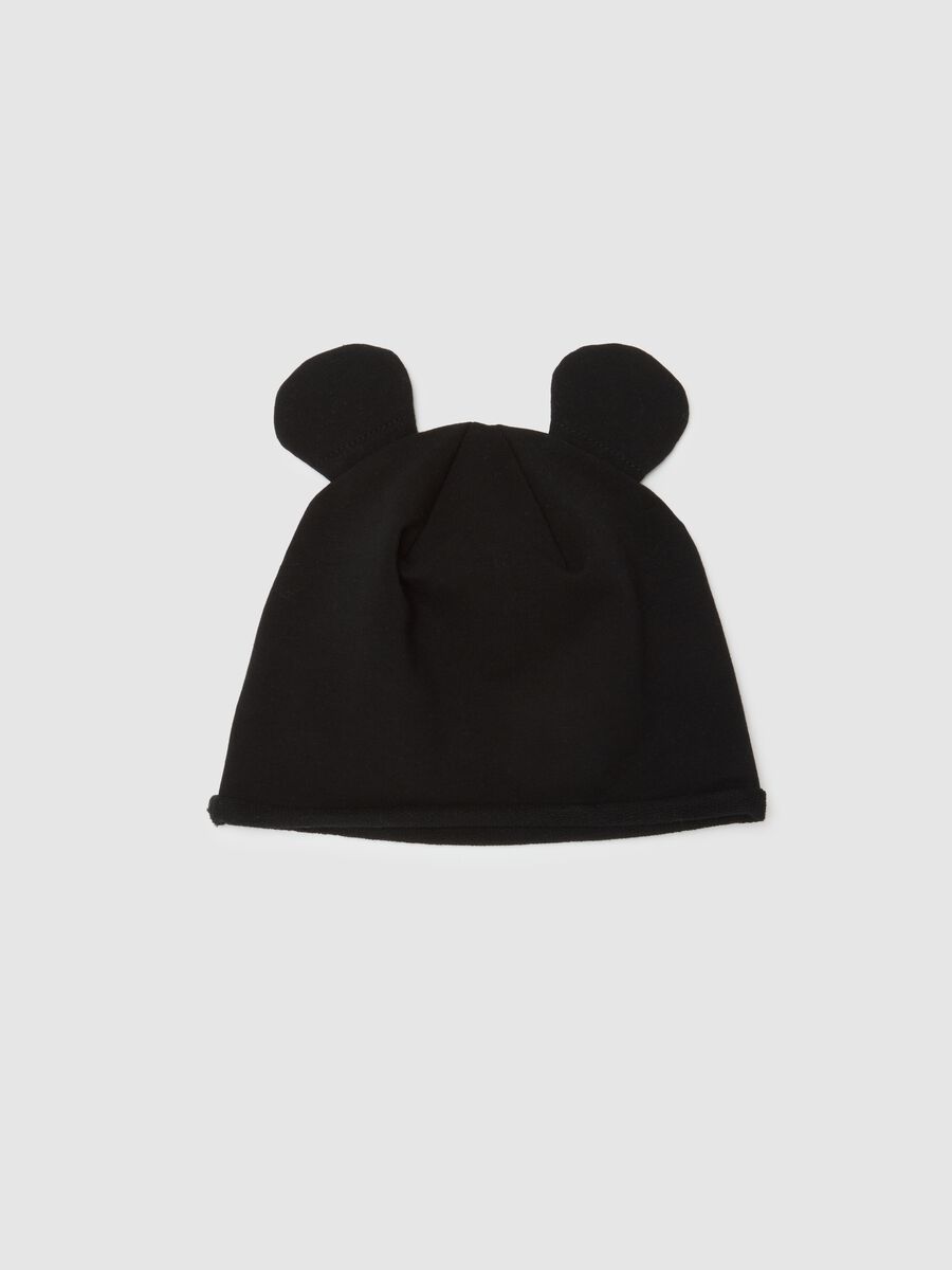 Cappello da bambina in cotone elasticizzato nero_1