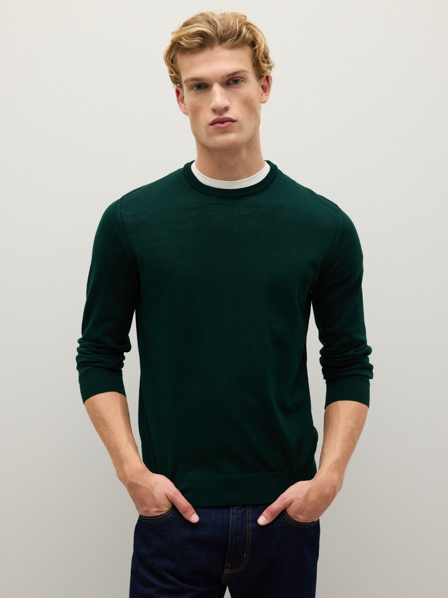 Green merino wool sweater regular fit_0