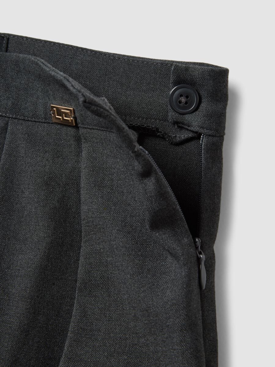 Grey pleated stretch viscose culotte skirt_1
