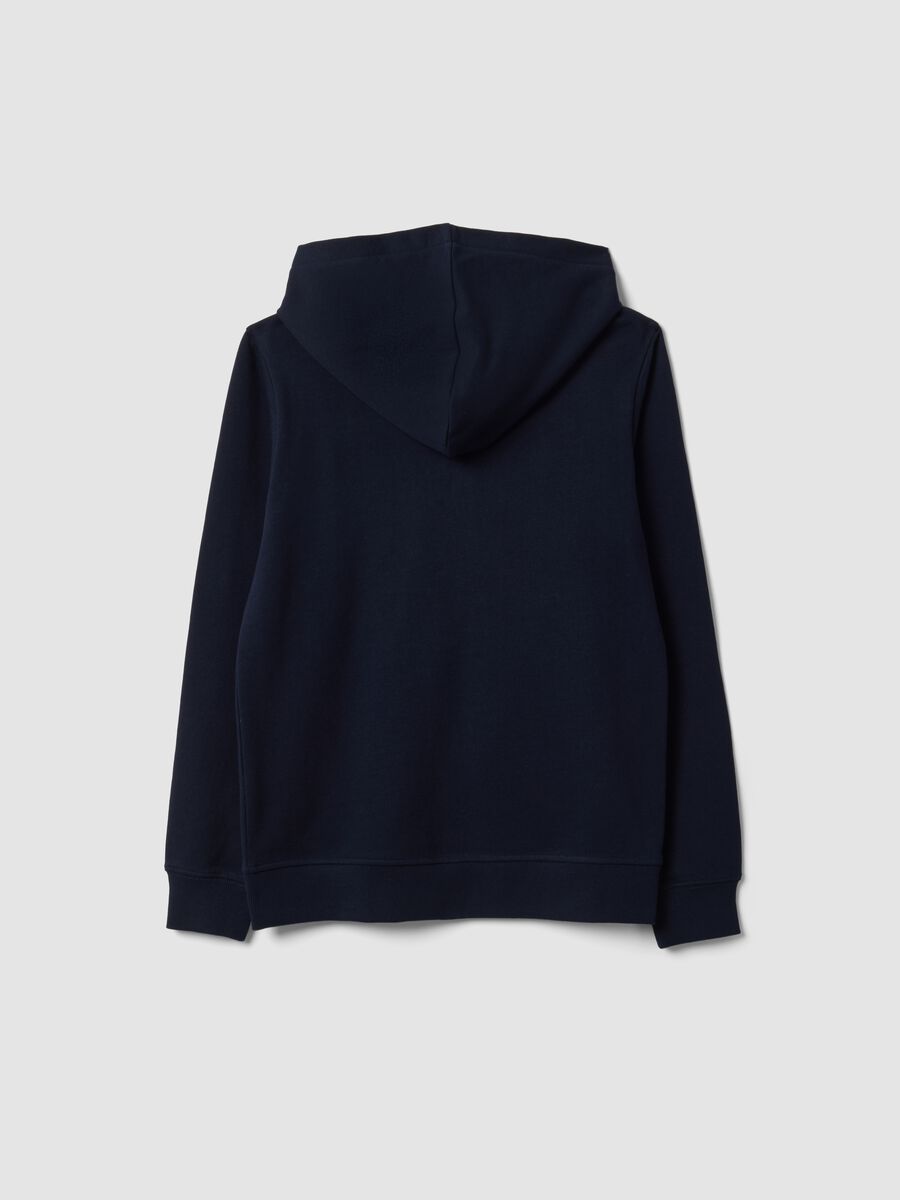 Felpa blu con cappuccio in puro cotone organico regular fit per ragazzo_1