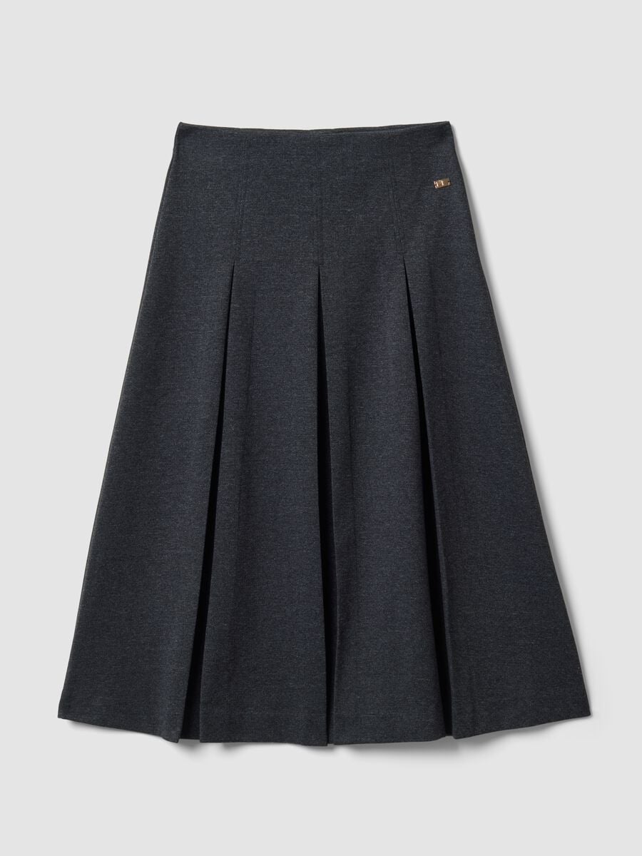 Gonna grigia lunga in viscosa elasticizzata regular fit_4